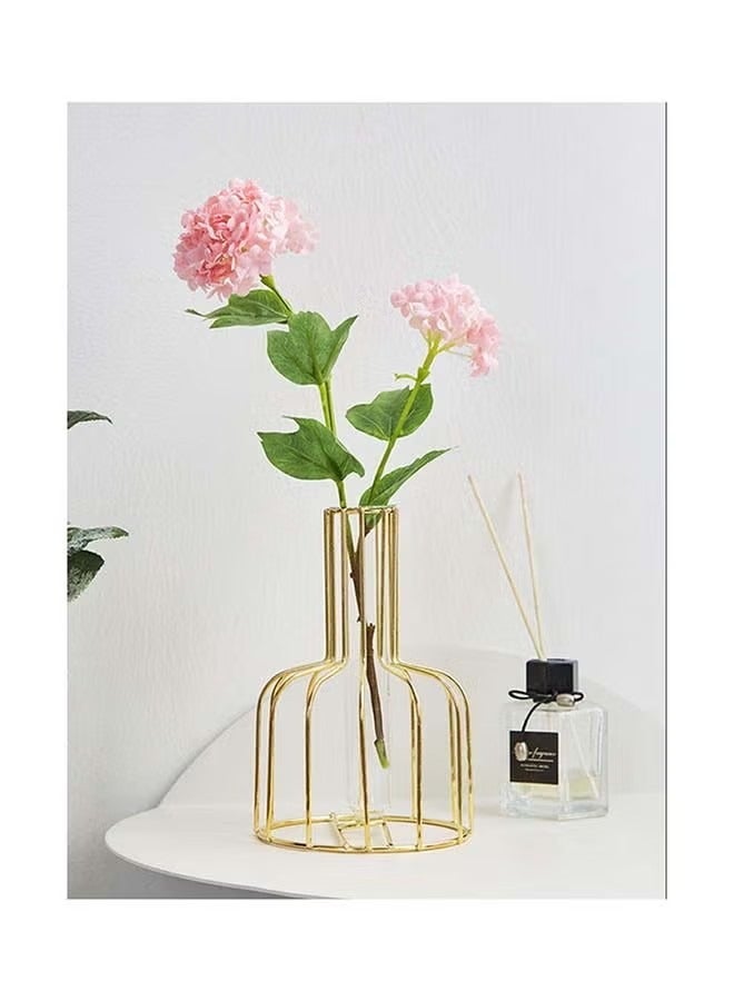 Beauenty Table Flower Vase,Gold Geometric Metal Frame Clear Glass Tube Bud Vase Hydroponic Plants,Gold Vase Decorative for Flower,Weddings,Centerpiece,Party,Home(Gold ) - Image 3